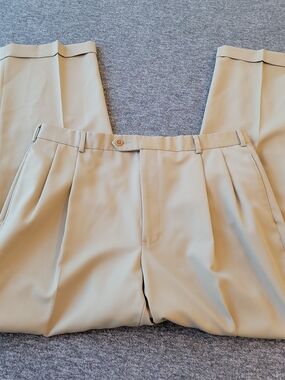 Brooks Brothers 346 Pants Men's 38x32 Beige‎ Wool Straight Dress Slack Khaki